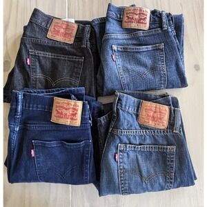 Levi's 514 Jeans Mens 31x30 Lot of 4 Blue Black Straight Leg Denim EUC
